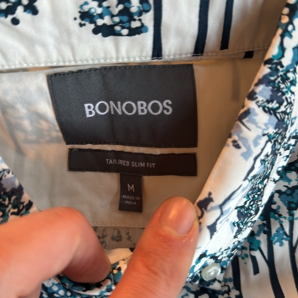 Bonobos Summer Weight Shirt Ski Scene-Crystal Teal in Sz Medium Tailored - Picture 8 of 8